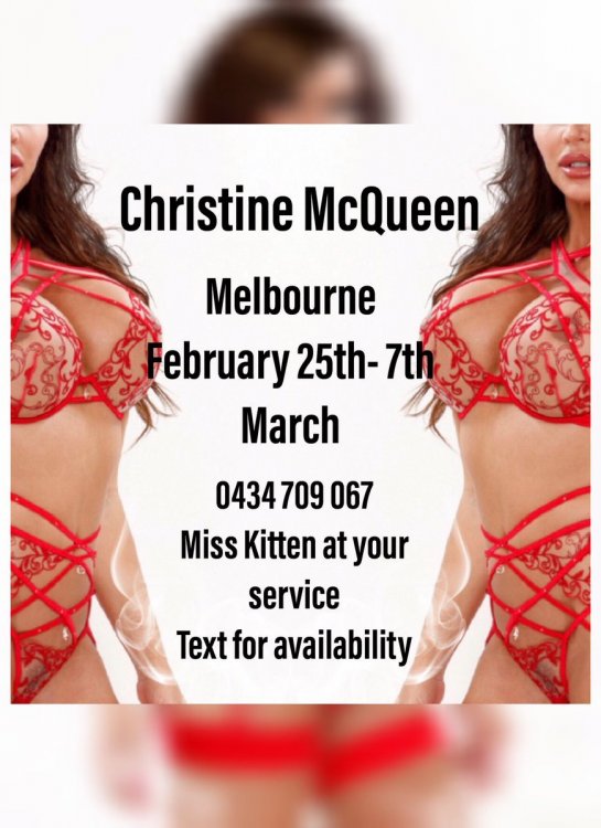 Hot Escort Christine McQueen in Melbourne until March 7th - Melbourne Escorts
