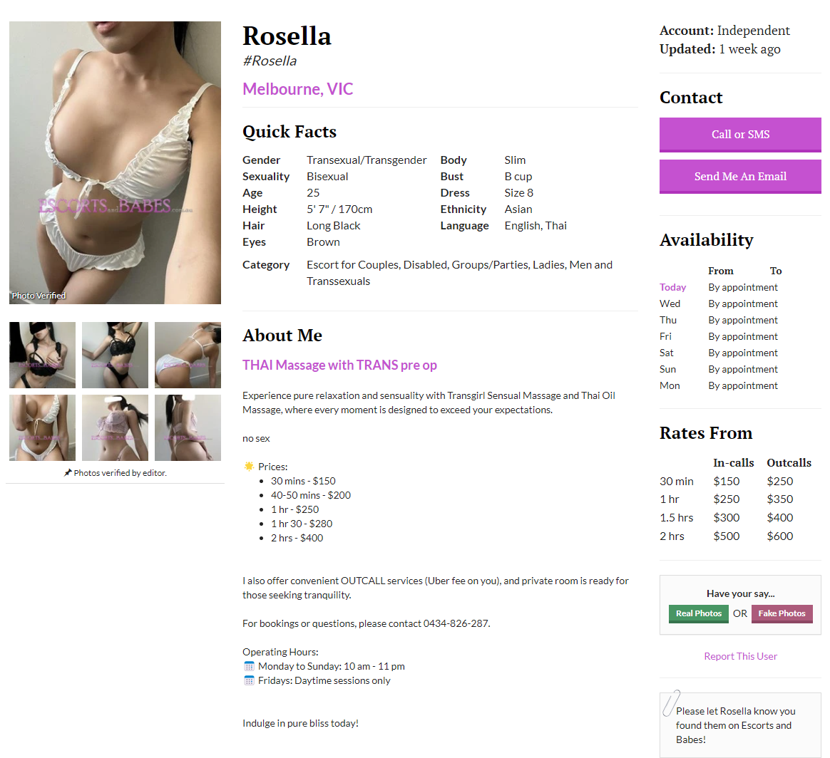 Private Escort - September 2023 - TS Rosella - VIC Private Escorts Unsorted  Reviews - Punter Planet