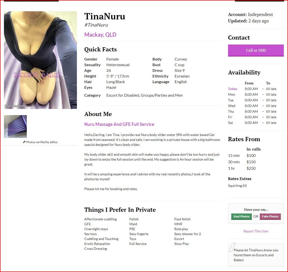 Private Masseuse - December 2023 - Tina Nuru - QLD Private Masseuses  Unsorted Reviews - Punter Planet